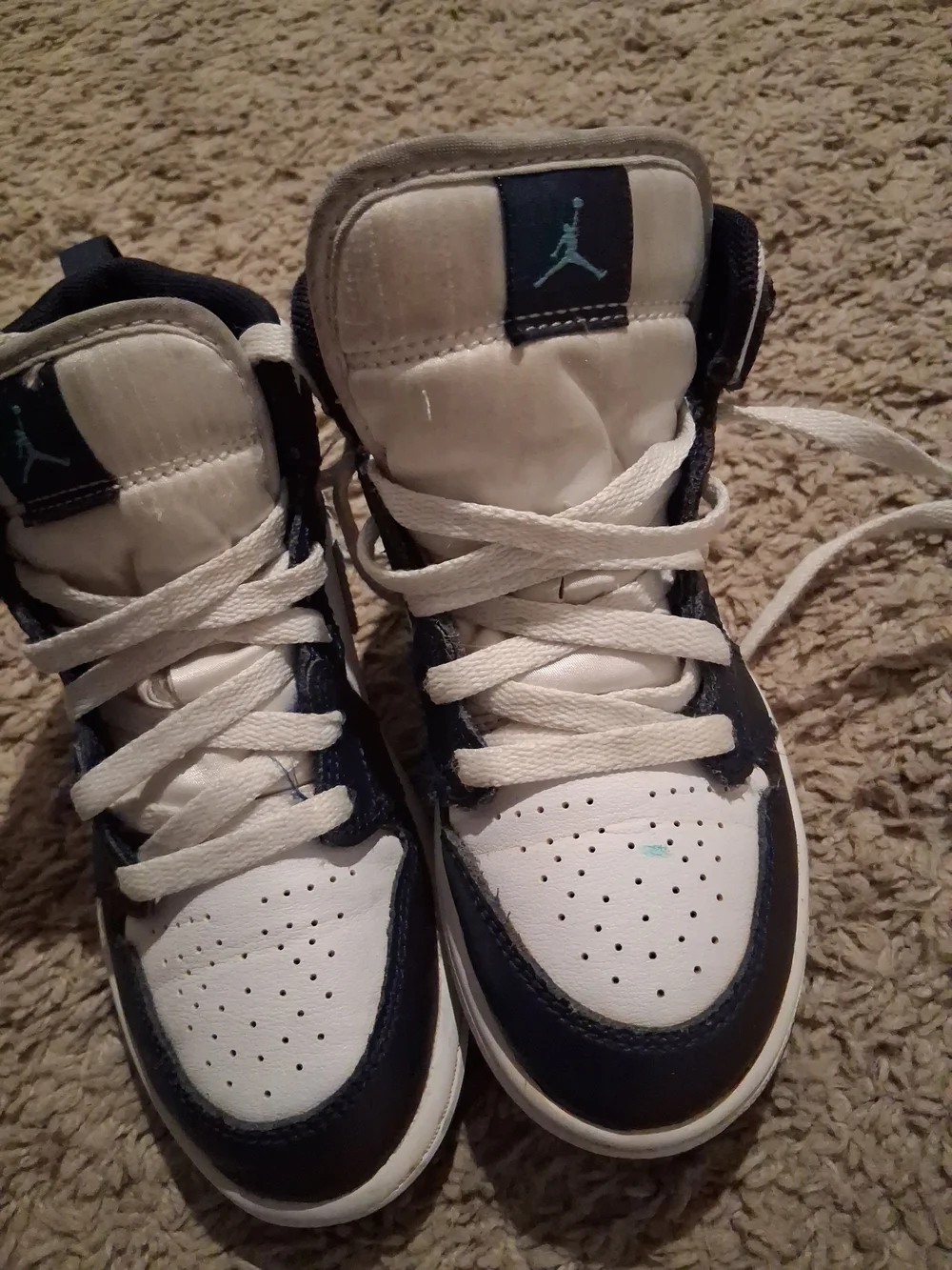 Nike Kids White Navy and Light Blue High-Top Sneakers